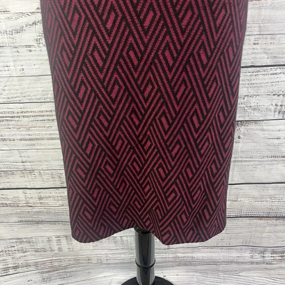 Jones Studio Skirt Plus size 1X Burgundy Black Diamonds Ponte Knit Pencil Knee